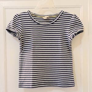 Mini Boden Blue Striped Pointelle Tee